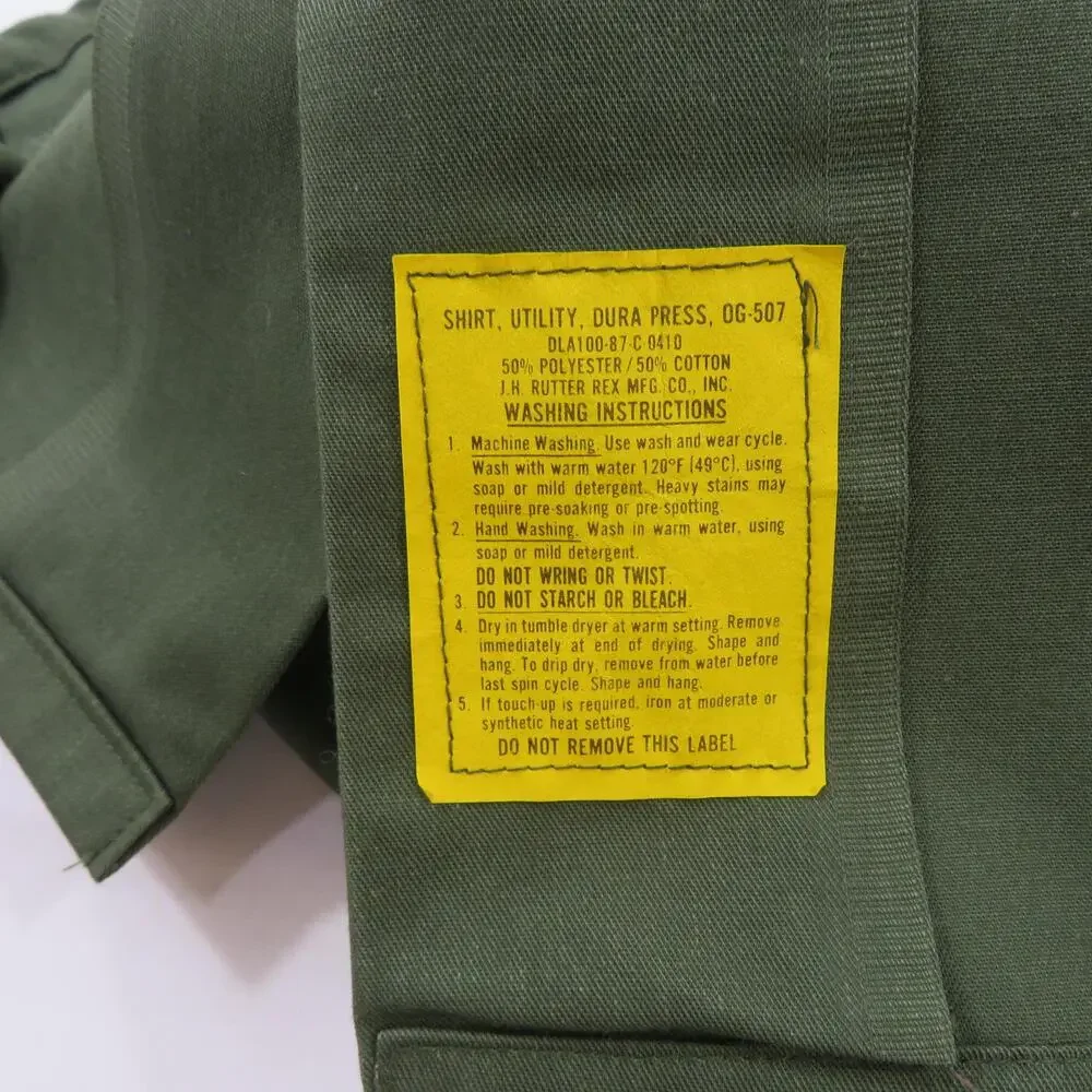 Military Utility Shirt USAF Dura Press Green Short Sleeve Sz 14.5 x 33 1980s